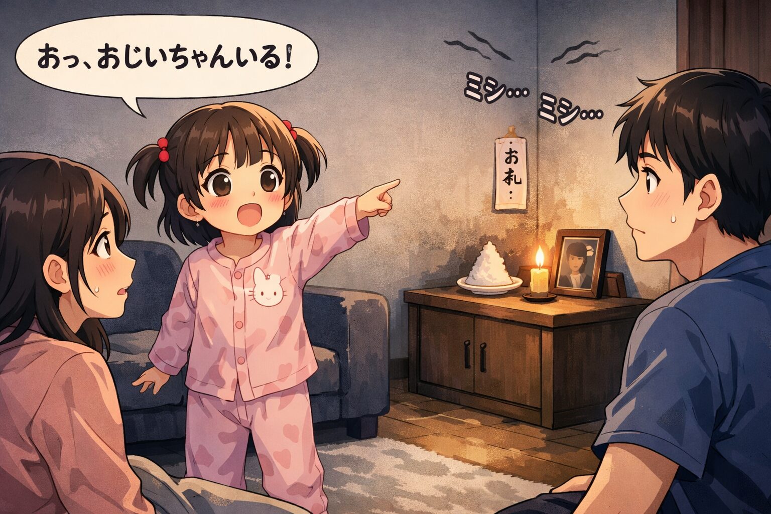 Q.2歳半の娘が「おじいちゃんがいる」とリビングの決まった場所を指さして言います