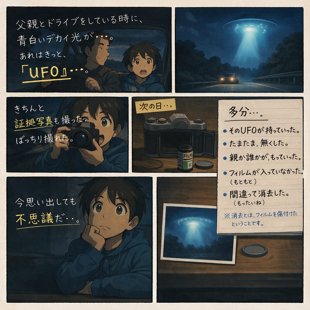 投稿:「UFO」・・・ ばっちり撮れたのに 次の日にカメラのフィルムがなくなってた。